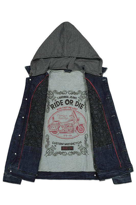 CARDINAL JEANS DENIM HOODIE JACKET 2 (INDIGO DARK)