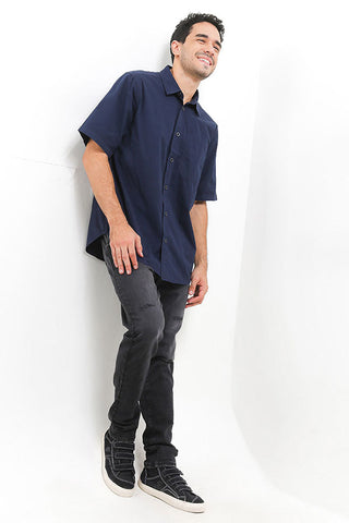 Cardinal Denim Lab Kemeja Lengan Pendek Pria C0010P02H