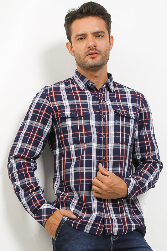 Cardinal Kemeja Lengan Panjang Slim Fit Pria Big Size C2318N02H