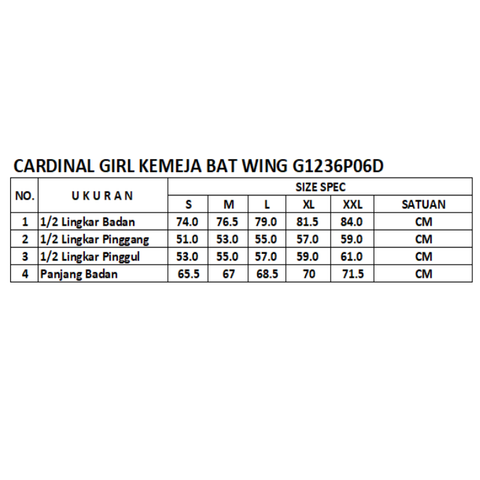 Cardinal Kemeja Youtifull Bat Wing Wanita G1235P06C