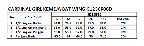 Cardinal Kemeja Youtifull Bat Wing Wanita G1228P10D