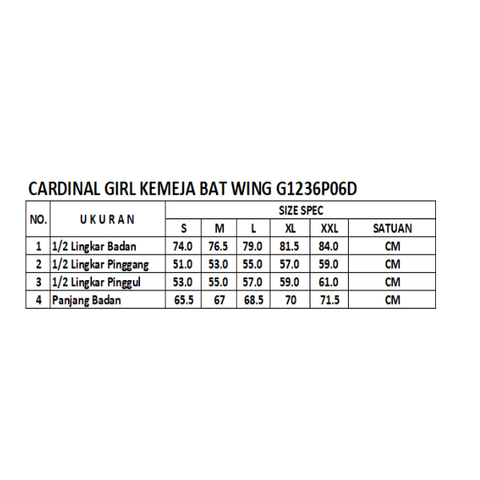 Cardinal Gorpcore Kemeja Bat Wing Wanita G1264P06Z