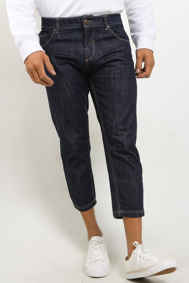Celana Panjang Jeans Relaxed Crop Pria Cardinal C0008BK14A