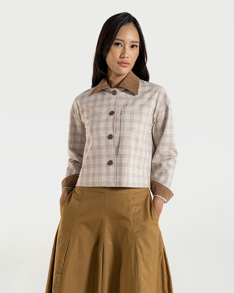 Crop Checkered Workwear Jacket