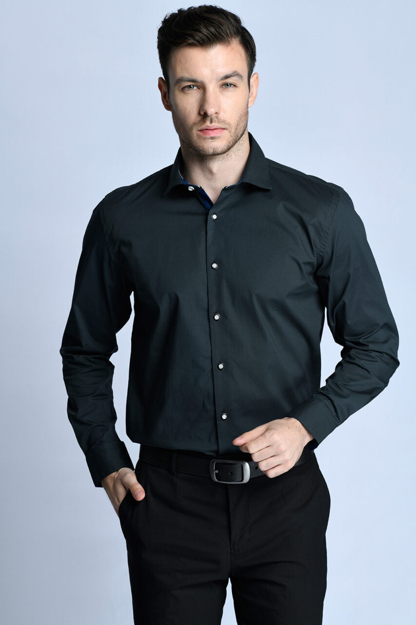 KEMEJA TANGAN PANJANG FORMAL SLIM FIT 14 (HITAM)