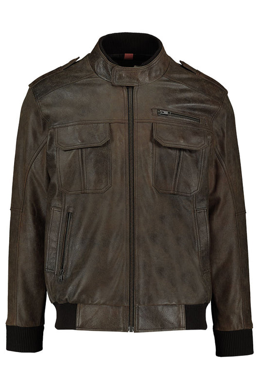 CARDINAL CASUAL JAKET KULIT COLLAR TAB (COKLAT)