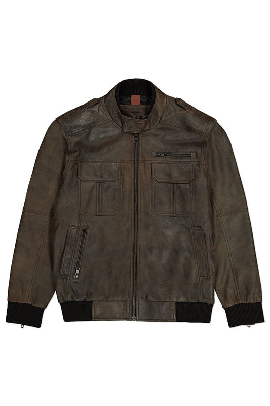 CARDINAL CASUAL JAKET KULIT COLLAR TAB (COKLAT)