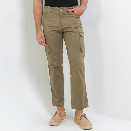 Cardinal Celana Kargo Pria Slim Katun Stretch Saku Kancing