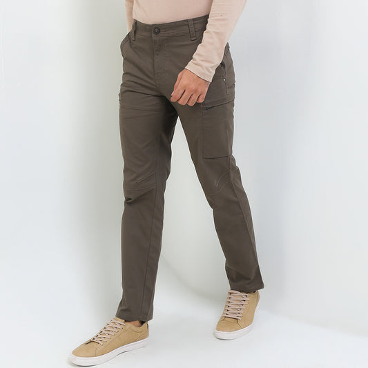Cardinal Celana Kargo Pria Slim Katun Stretch Saku Zipper
