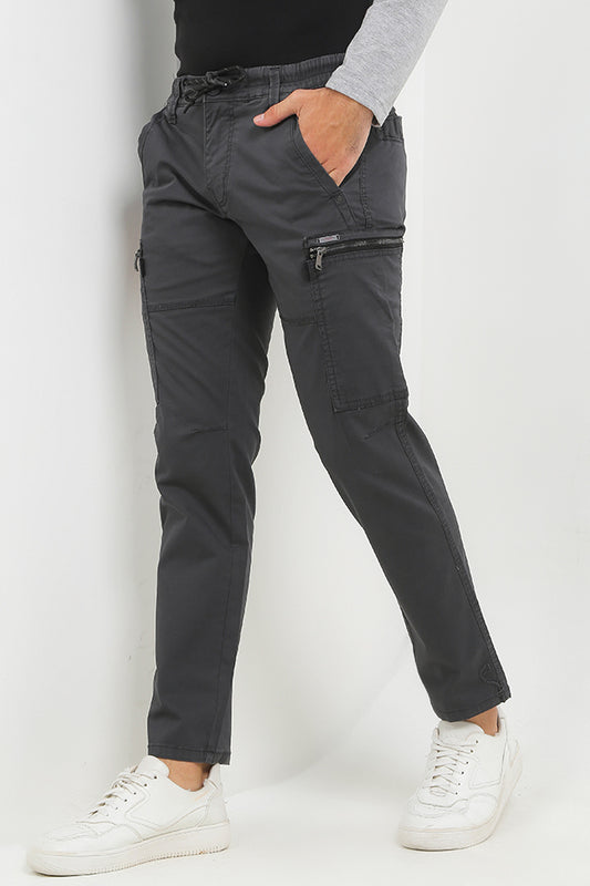 Cardinal Celana Kargo Pria Skinny Katun Rayon Saku Zipper Grey Series