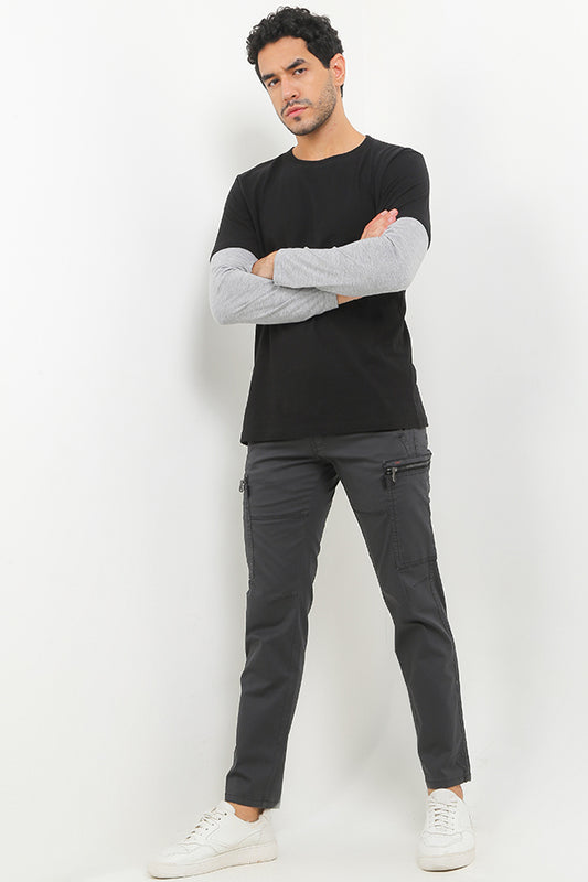 Cardinal Celana Kargo Pria Skinny Katun Rayon Saku Zipper Grey Series