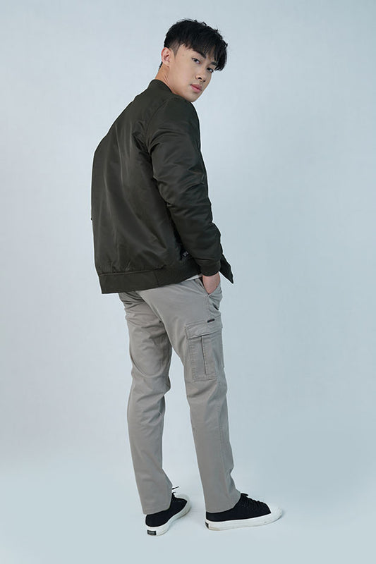 Cardinal Celana Kargo Pria Skinny Katun Rayon Saku Zipper  Beige Series