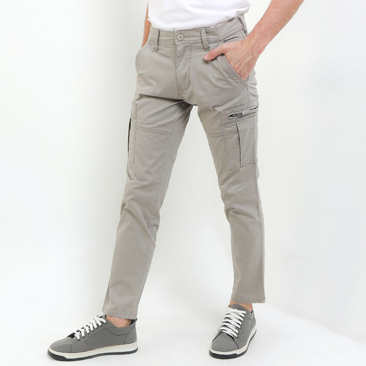 Cardinal Celana Kargo Pria Skinny Katun Rayon Saku Zipper Grey Series