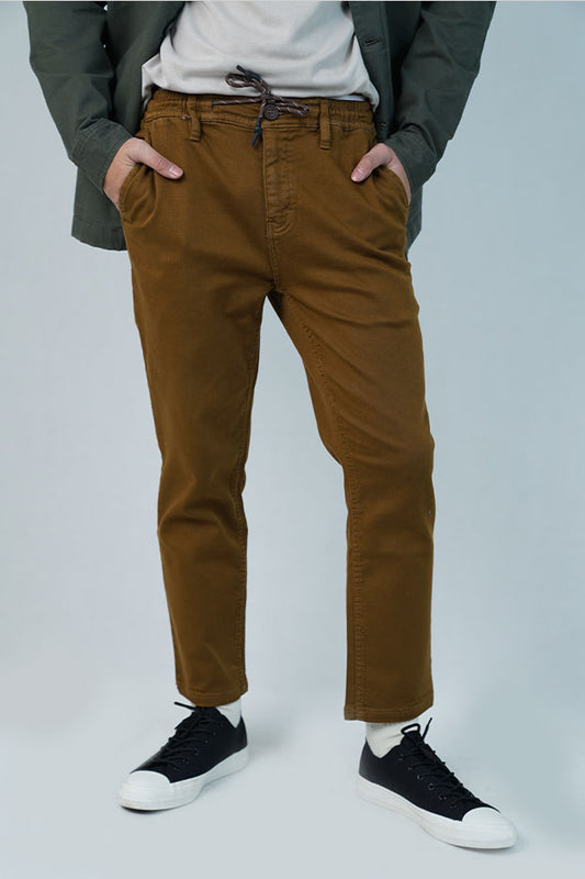 Cardinal Celana Panjang Chinos Pria Slim Fit Ankle Length Drawstring