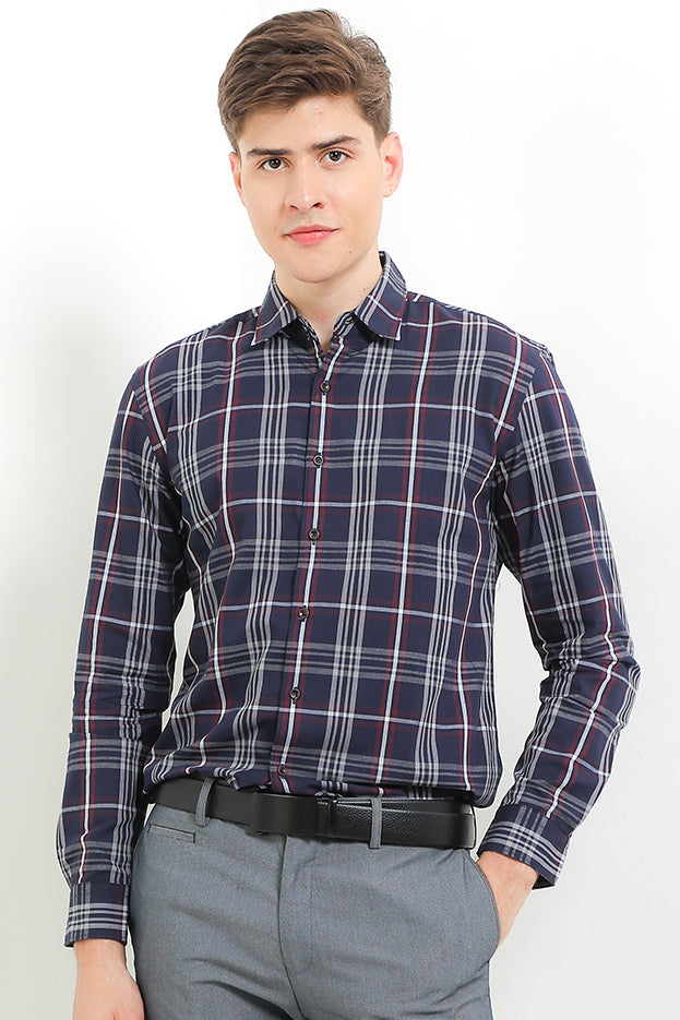 Cardinal Kemeja Lengan Panjang Slim Fit Pria F2641J02H