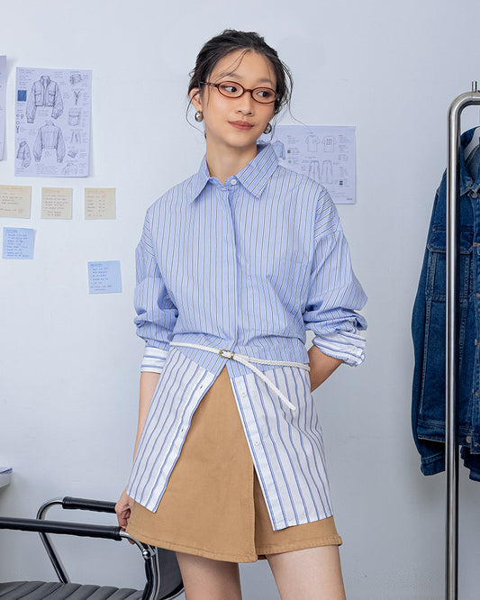 Combine Stripe Blue Shirt
