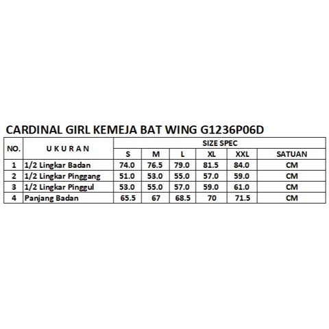 Cardinal Kemeja Bat Wing Wanita G1051J10E