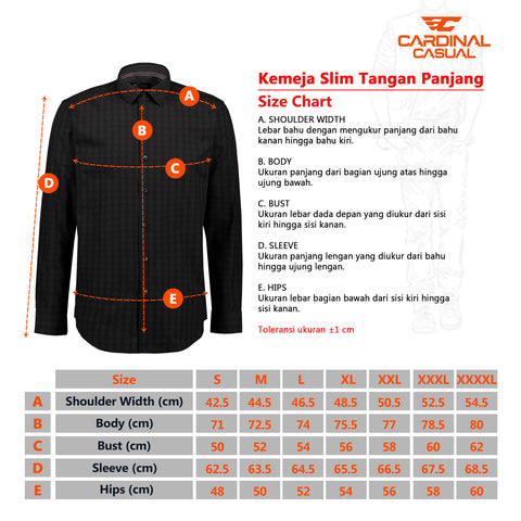 Cardinal Kemeja Lengan Panjang Slim Fit Pria E0168J03C