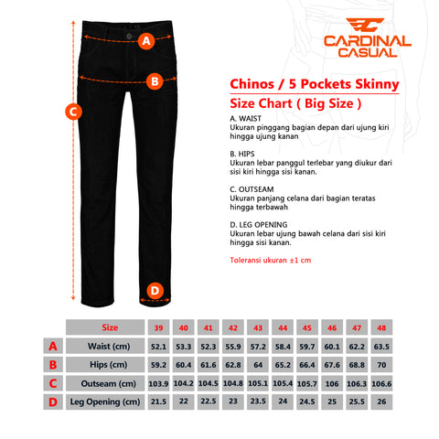 Cardinal Celana Panjang Chinos Skinny Pria Big Size E0120C03H