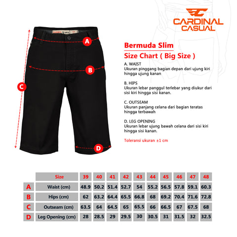 Cardinal Celana Pendek Bermuda Slim Fit Pria Big Size E0570C04C
