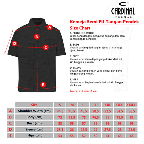 Cardinal Kemeja Lengan Pendek Semi Fit Pria F7010P09A