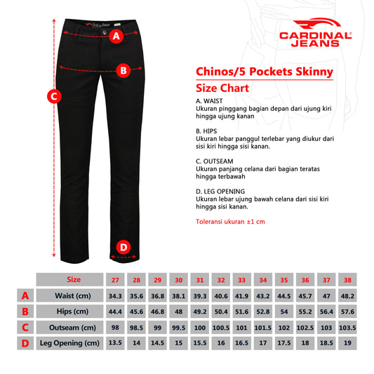 Celana Panjang Chinos Skinny Pria Cardinal C0008BK01A