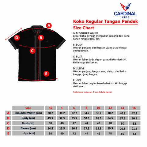 CARDINAL KIDS BAJU KOKO TANGAN PENDEK 1 (ABU-ABU)