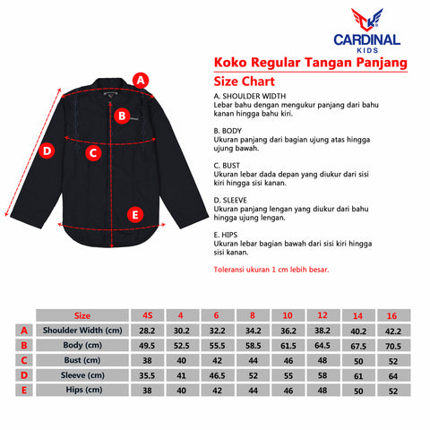 CARDINAL KIDS BAJU KOKO TANGAN PANJANG 10 (BIRU)
